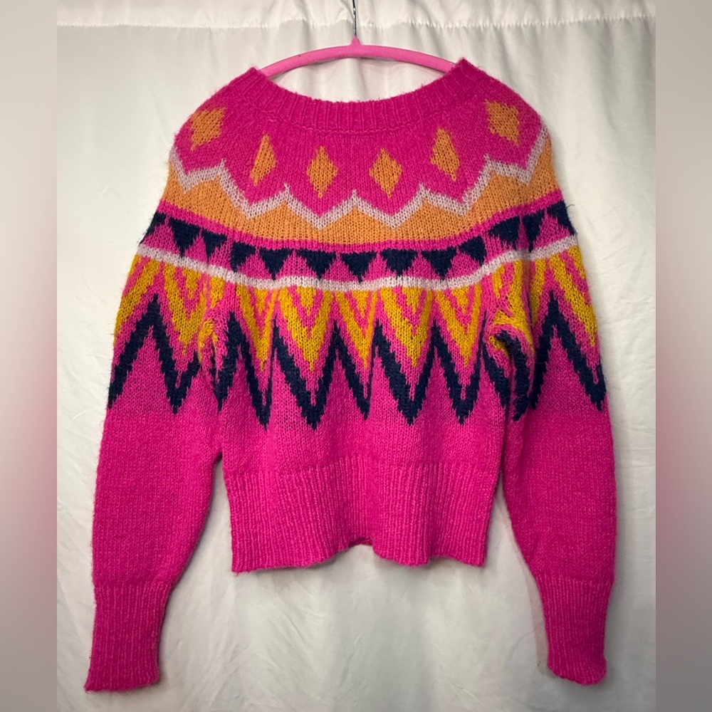NWT a new day Pink Multicolored Geometric Sweater Size XS